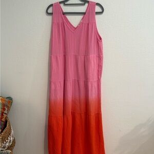 Marine Layer Pink to Orange Ombre Sleeveless Maxi Dress